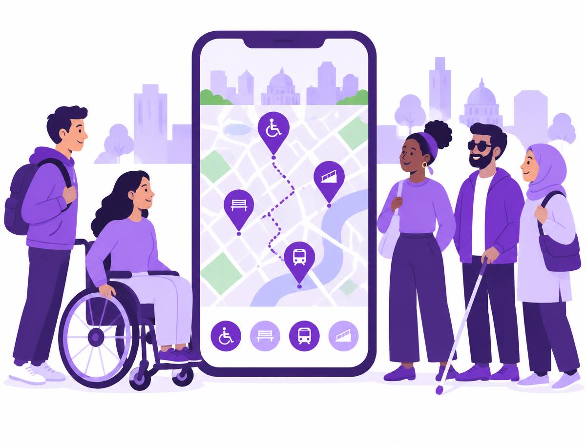 People using the AccessCity app to find accessible places